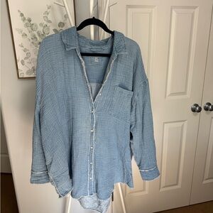 Aerie Soft Blue Plaid Shirt
